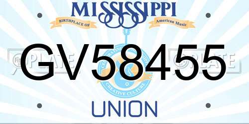 GV58455 Mississippi License Plate