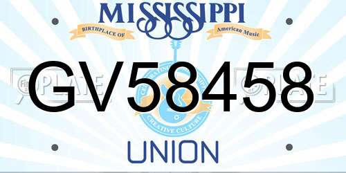 GV58458 Mississippi License Plate
