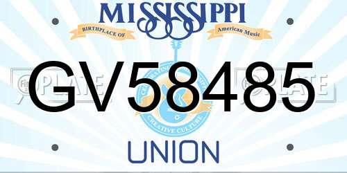 GV58485 Mississippi License Plate
