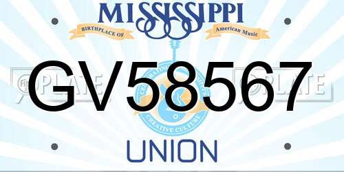 GV58567 Mississippi License Plate