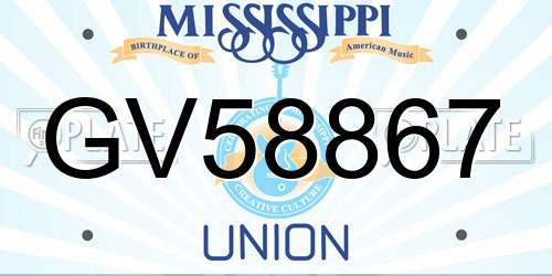 GV58867 Mississippi License Plate