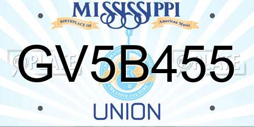 GV5B455 Mississippi License Plate