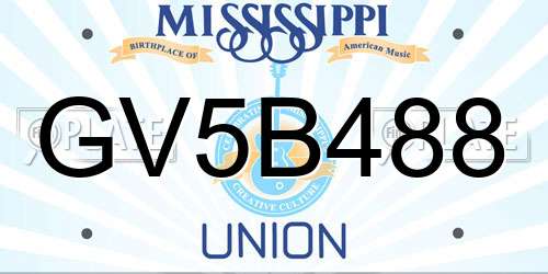 GV5B488 Mississippi License Plate