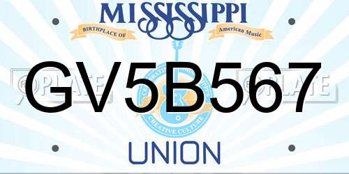 GV5B567 Mississippi License Plate