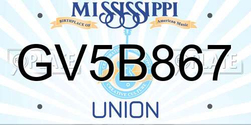GV5B867 Mississippi License Plate