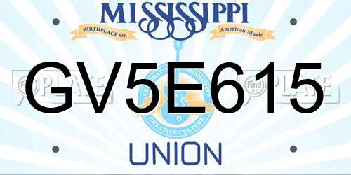 GV5E615 Mississippi License Plate