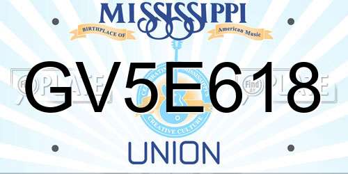 GV5E618 Mississippi License Plate