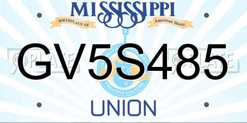 GV5S485 Mississippi License Plate