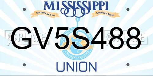 GV5S488 Mississippi License Plate