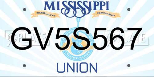 GV5S567 Mississippi License Plate
