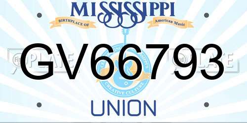 GV66793 Mississippi License Plate