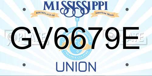 GV6679E Mississippi License Plate
