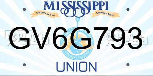 GV6G793 Mississippi License Plate