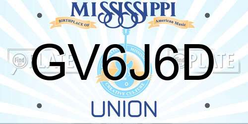 GV6J6D Mississippi License Plate