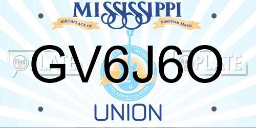 GV6J6O Mississippi License Plate