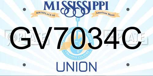GV7034C Mississippi License Plate