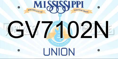 GV7102N Mississippi License Plate