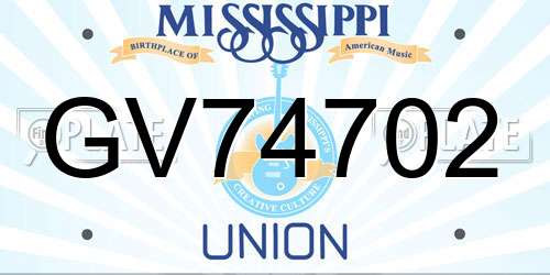 GV74702 Mississippi License Plate