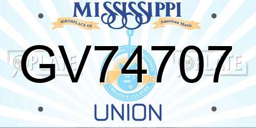 GV74707 Mississippi License Plate
