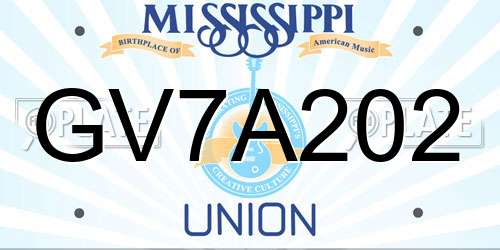GV7A202 Mississippi License Plate