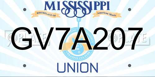 GV7A207 Mississippi License Plate