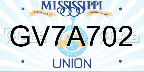 GV7A702 Mississippi License Plate