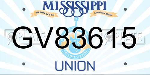 GV83615 Mississippi License Plate