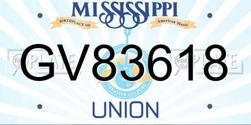 GV83618 Mississippi License Plate