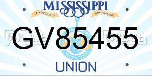 GV85455 Mississippi License Plate