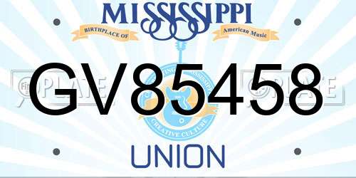 GV85458 Mississippi License Plate