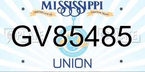 GV85485 Mississippi License Plate