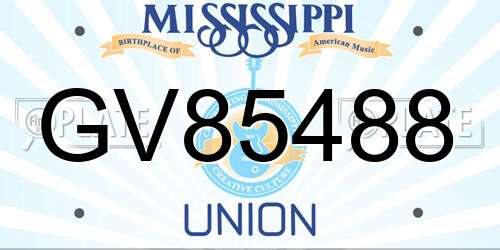 GV85488 Mississippi License Plate