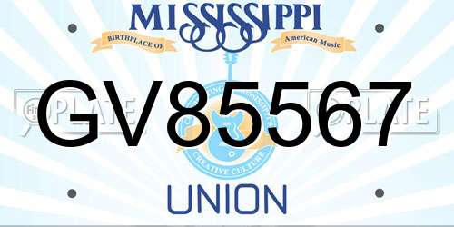 GV85567 Mississippi License Plate