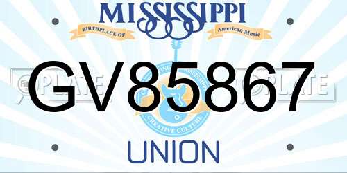 GV85867 Mississippi License Plate