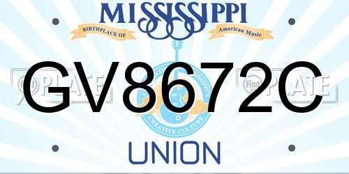 GV8672C Mississippi License Plate