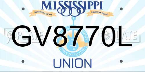 GV8770L Mississippi License Plate