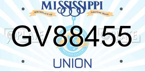 GV88455 Mississippi License Plate