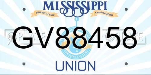 GV88458 Mississippi License Plate