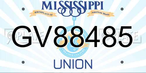 GV88485 Mississippi License Plate