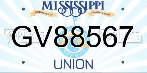 GV88567 Mississippi License Plate