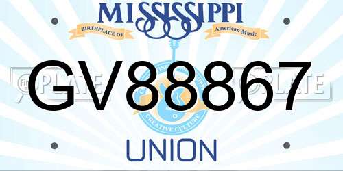 GV88867 Mississippi License Plate