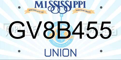 GV8B455 Mississippi License Plate