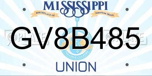 GV8B485 Mississippi License Plate