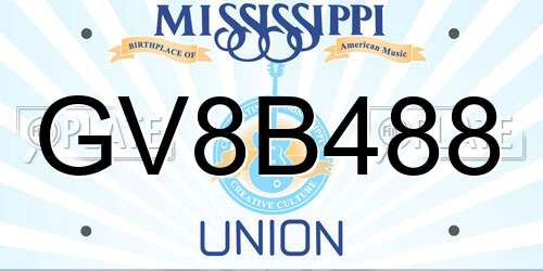 GV8B488 Mississippi License Plate