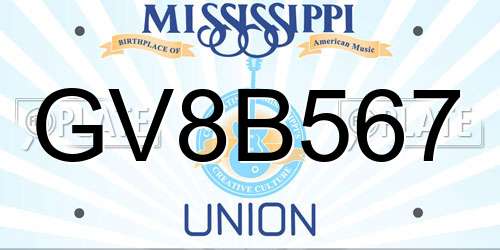 GV8B567 Mississippi License Plate