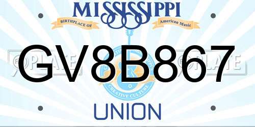 GV8B867 Mississippi License Plate