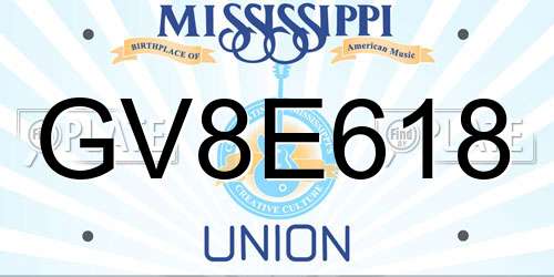 GV8E618 Mississippi License Plate
