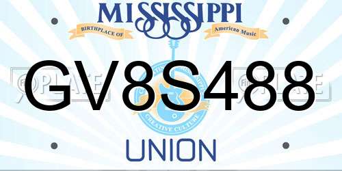 GV8S488 Mississippi License Plate