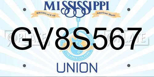 GV8S567 Mississippi License Plate