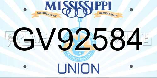 GV92584 Mississippi License Plate